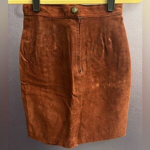 Burgundy classic vintage Suede leather above knee mini skirt sexy 90s  1991